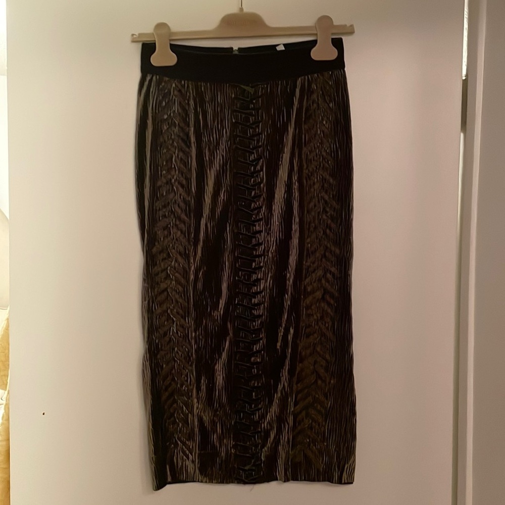 Byron Lars beauty mark crushed velvet pencil skirt